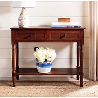 Distressed Brown Wood 2-Drawer Console Table