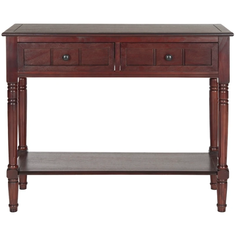 Distressed Brown Wood 2-Drawer Console Table
