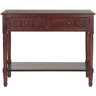 Distressed Brown Wood 2-Drawer Console Table