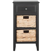 Wood Side Table with Baskets