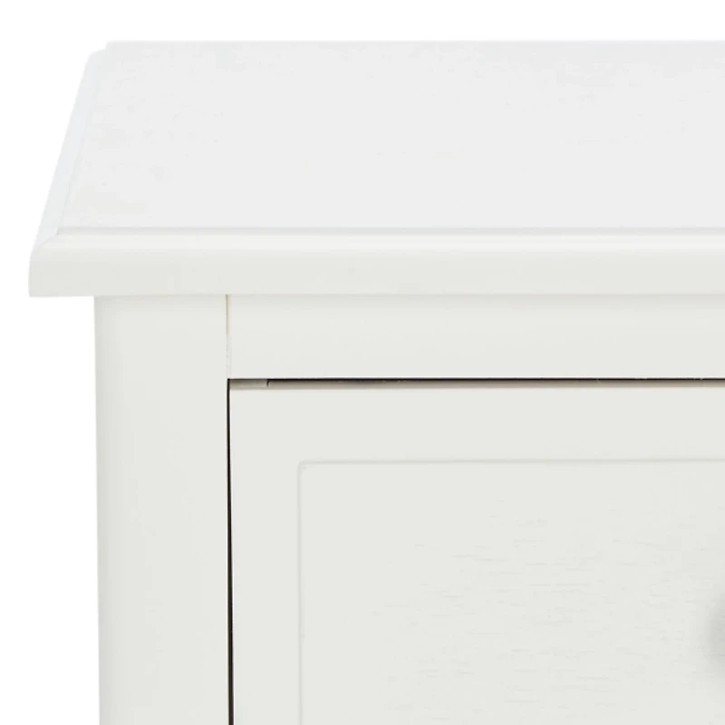 White Wood Side Table with Baskets