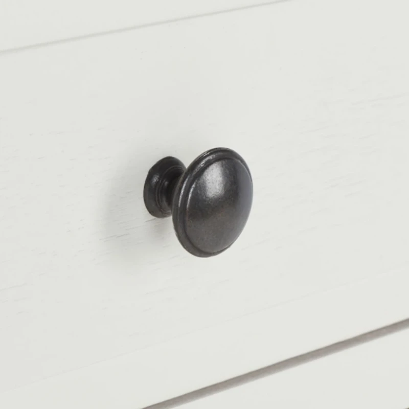 White Wood Side Table with Baskets