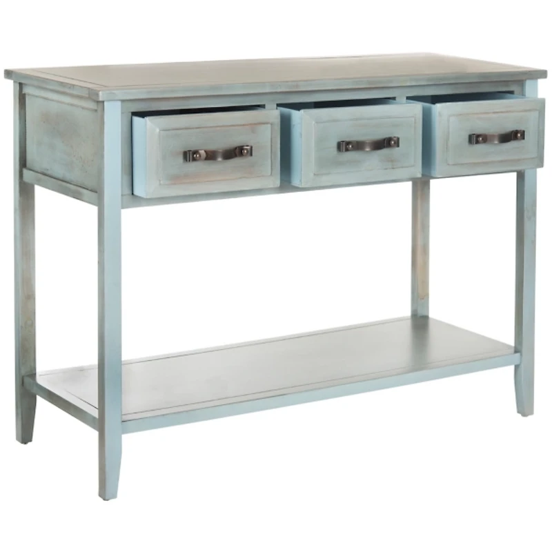 Distressed Light Blue 3-Drawer Console Table
