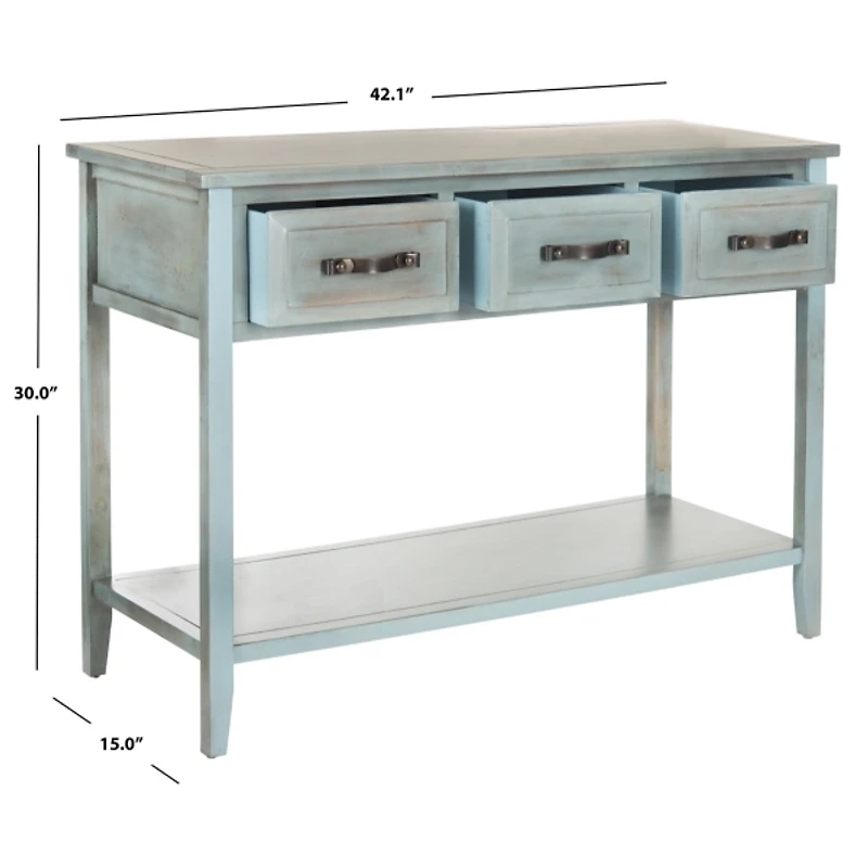 Distressed Light Blue 3-Drawer Console Table