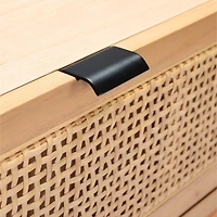 Light Brown Wood and Cane 3-Drawer Chest
