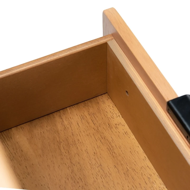 Light Brown Wood and Cane 3-Drawer Chest