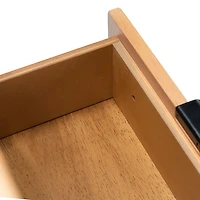 Light Brown Wood and Cane 3-Drawer Chest