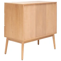 Light Brown Wood and Cane 3-Drawer Chest