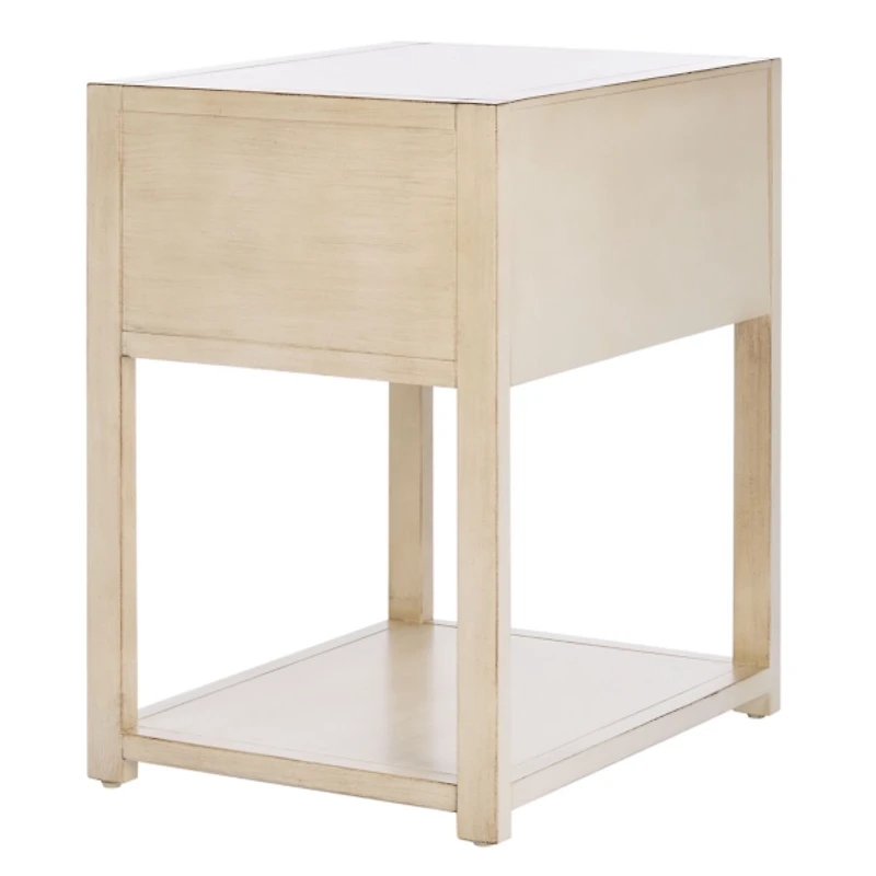 Cream Square Wood Nightstand