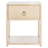 Cream Square Wood Nightstand