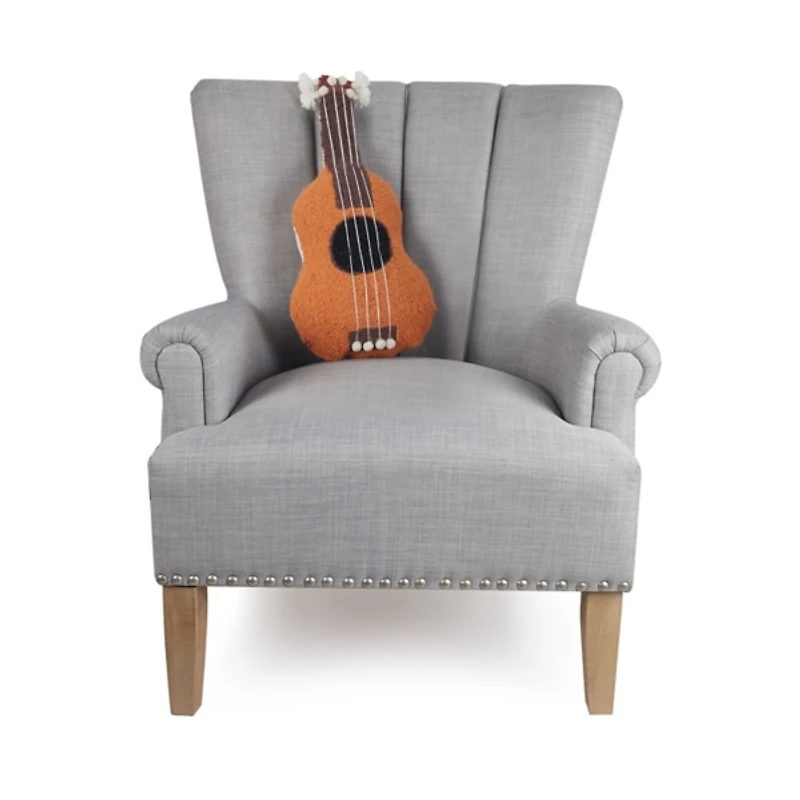 Ukulele Shaped Hooked Wool Pillow