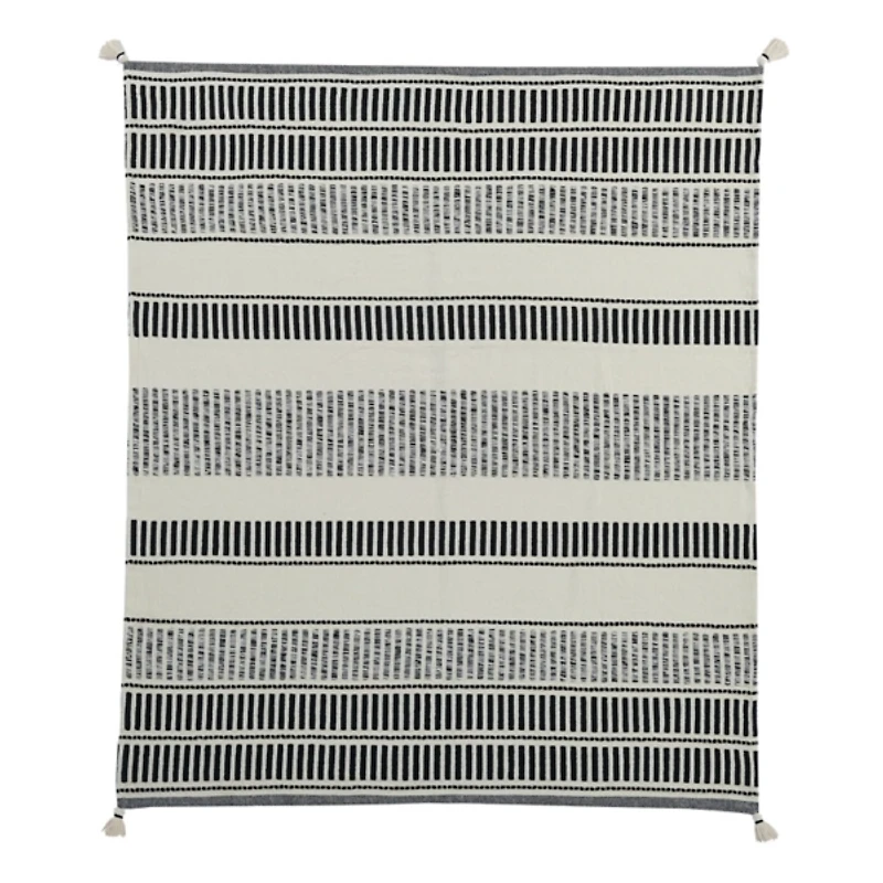 Coal Geometric Striped Throw