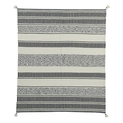 Coal Geometric Striped Throw