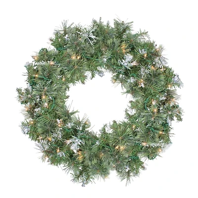 Pre-lit Snow Mountain Pine Wreath