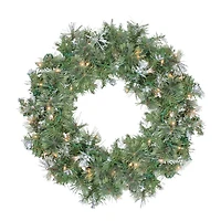Pre-lit Snow Mountain Pine Wreath