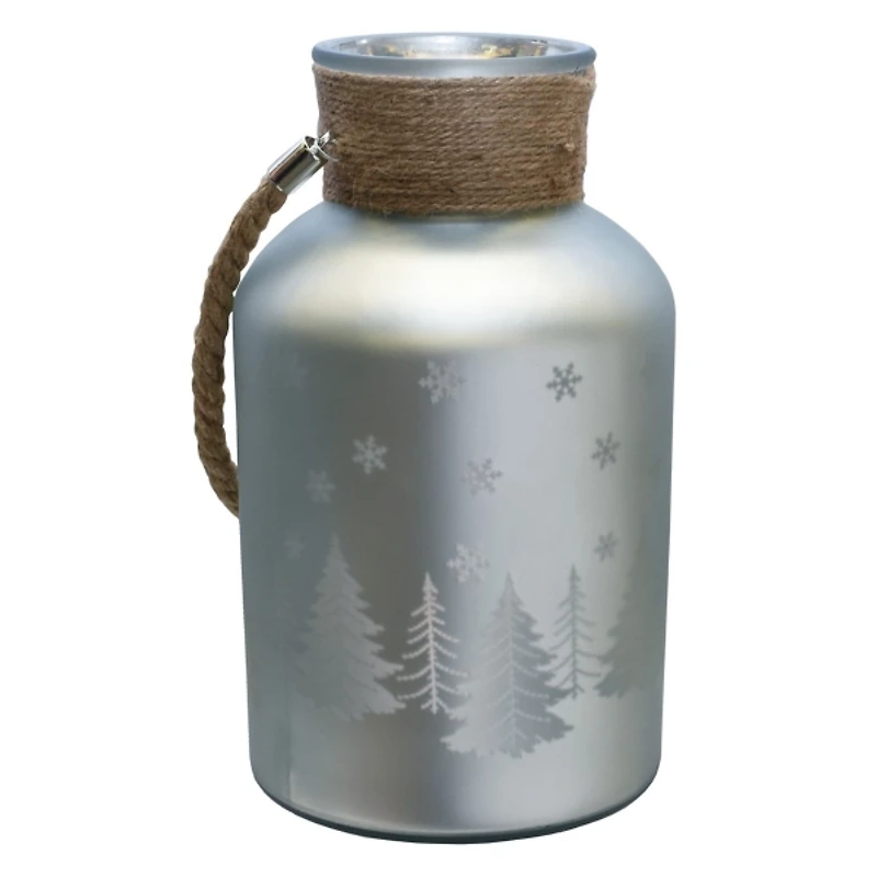 Matte Silver Christmas Tree Pillar Candle Holder