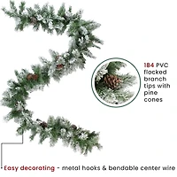 Flocked Angel Pine and Pinecones Garland
