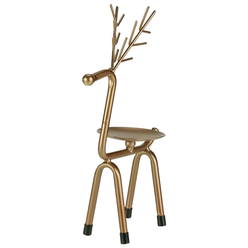 Gold Reindeer Pillar Candle Holder, 10 in.