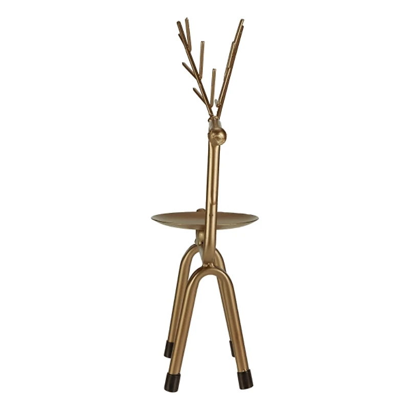 Gold Reindeer Pillar Candle Holder, 10 in.