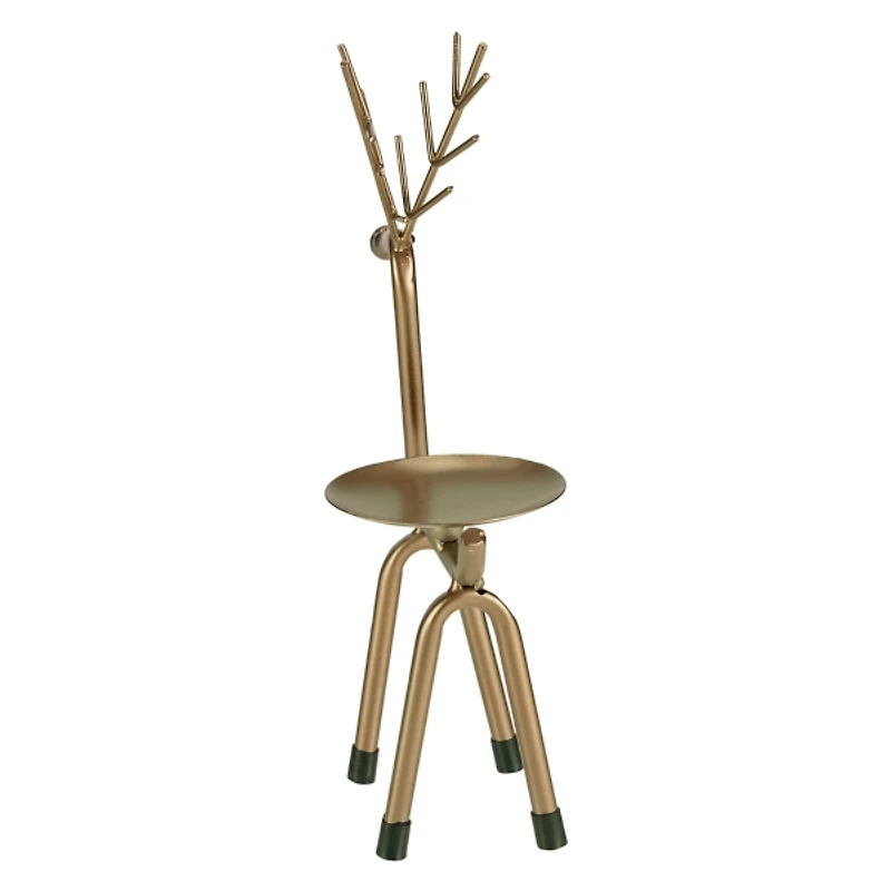 Gold Reindeer Pillar Candle Holder, 10 in.