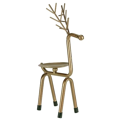 Gold Reindeer Pillar Candle Holder, 10 in.