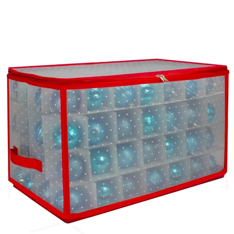Clear and Red Zip 112-pc. Ornament Storage Box