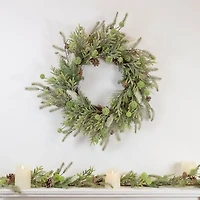 Frosted Foliage and Pinecone Wreath