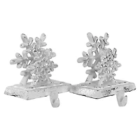 Silver Snowflake Stocking Holders, Set of 2