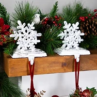 Silver Snowflake Stocking Holders, Set of 2