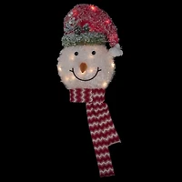 Pre-Lit Snowman with Frosted Hat Tree Topper
