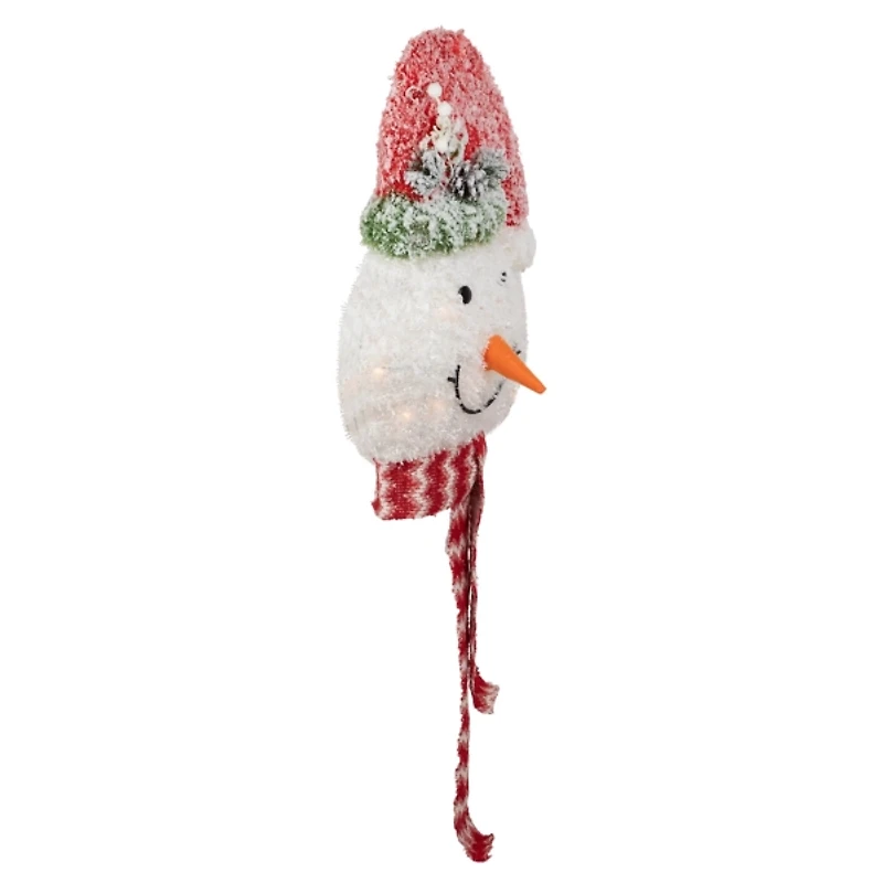 Pre-Lit Snowman with Frosted Hat Tree Topper