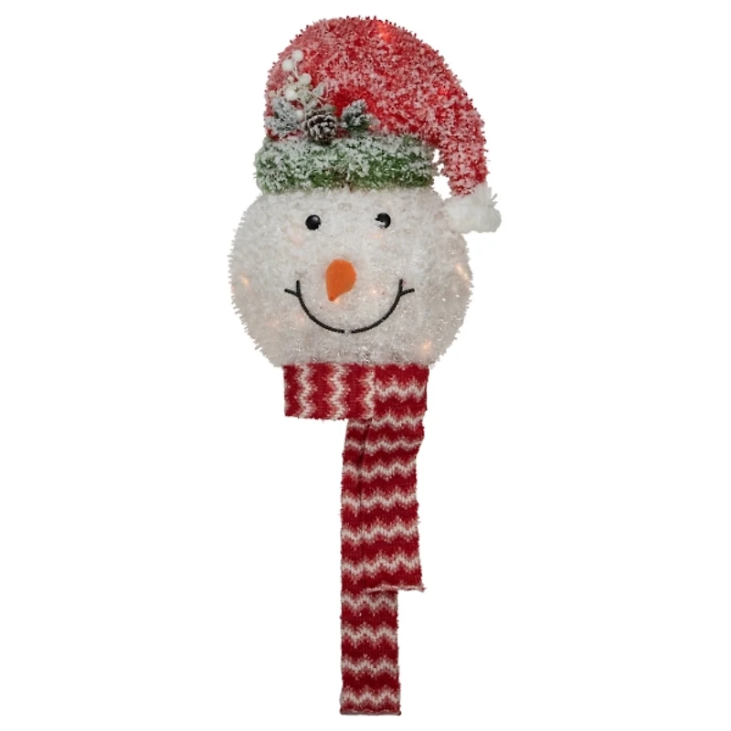 Pre-Lit Snowman with Frosted Hat Tree Topper