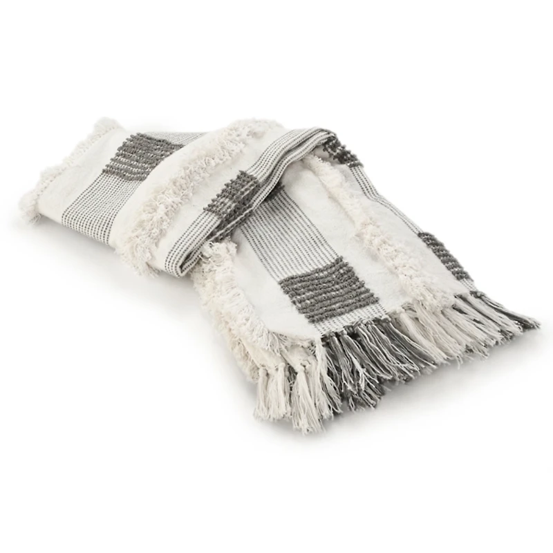 Spencer Gray and White Plaid Throw