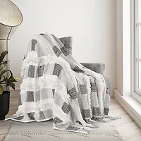 Spencer Gray and White Plaid Throw
