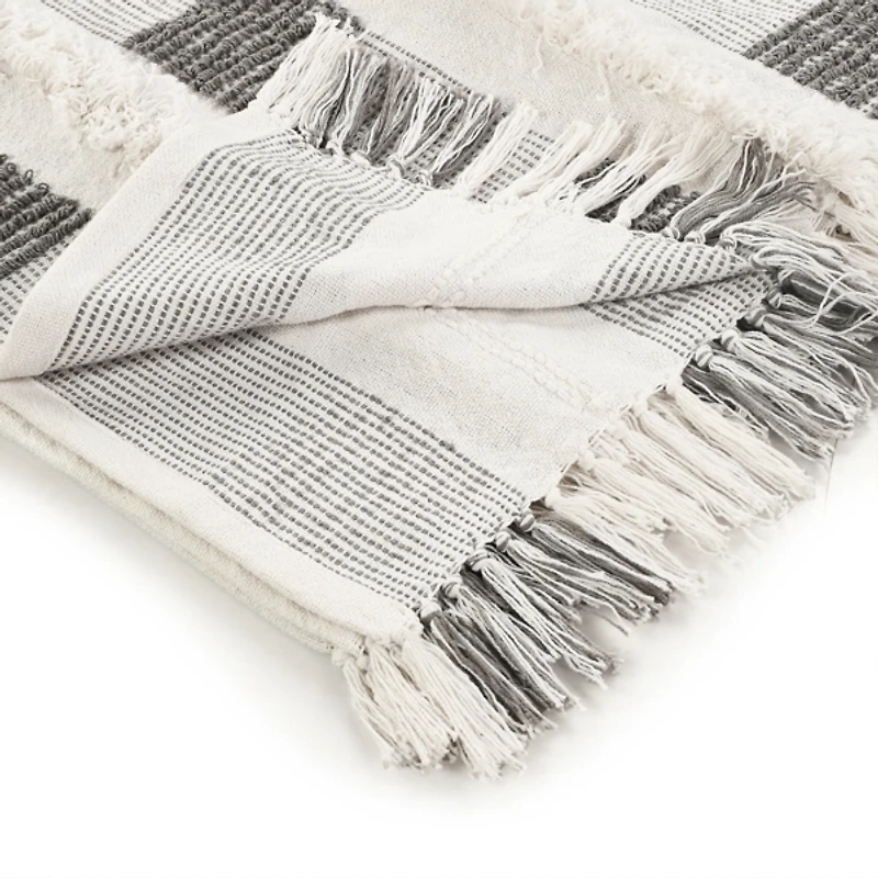 Spencer Gray and White Plaid Throw