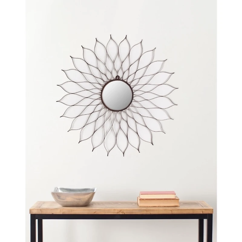 Wrought Iron Flower Petal Wall Mirror