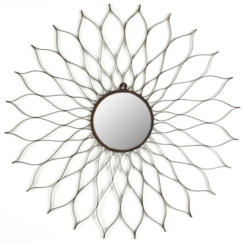 Wrought Iron Flower Petal Wall Mirror