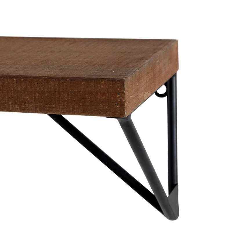 Classic Brown Wood Wall Shelves, Set of 2