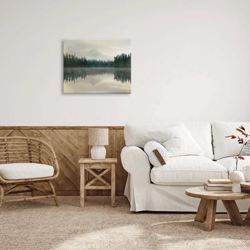 Foggy Lake Landscape Canvas Art Print