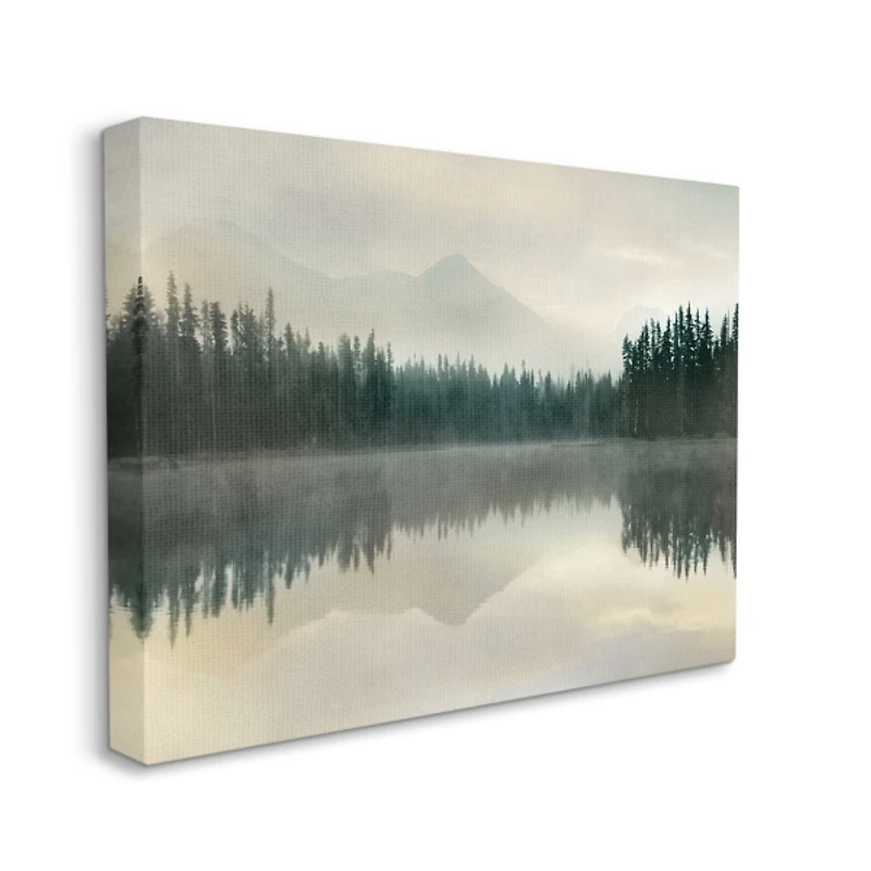 Foggy Lake Landscape Canvas Art Print
