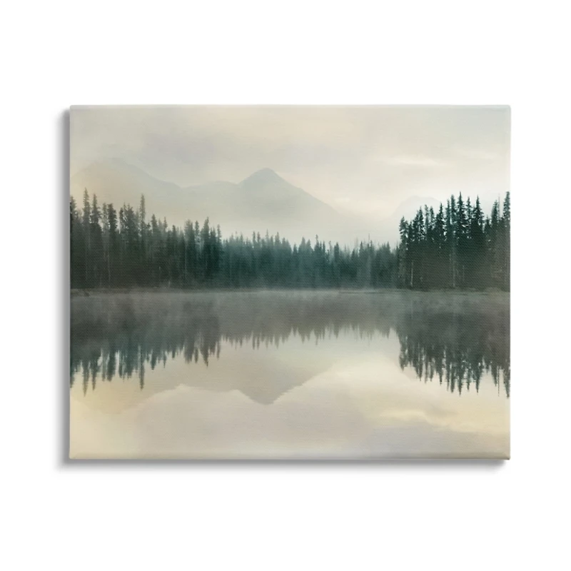 Foggy Lake Landscape Canvas Art Print