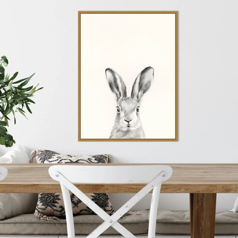 Rabbit Mug Shot Framed Canvas Art Print