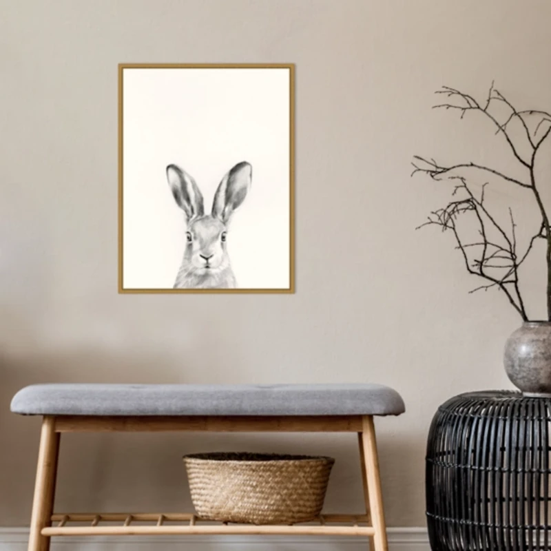 Rabbit Mug Shot Framed Canvas Art Print