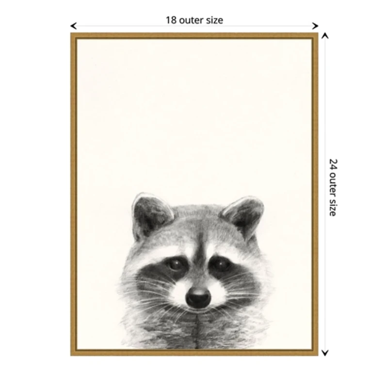 Raccoon Mug Shot Framed Canvas Art Print