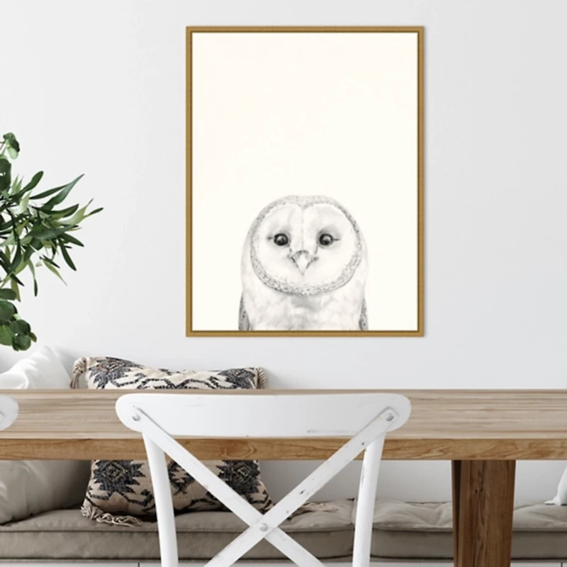 Owl Mug Shot Framed Canvas Art Print
