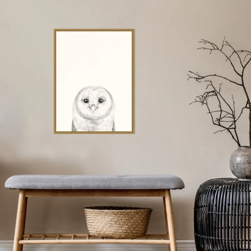Owl Mug Shot Framed Canvas Art Print