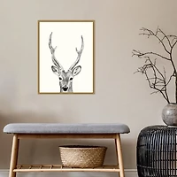 Deer Mug Shot Framed Canvas Art Print