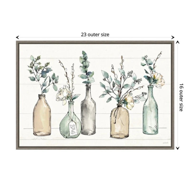 Modern Farmhouse Floral Framed Canvas Art Print