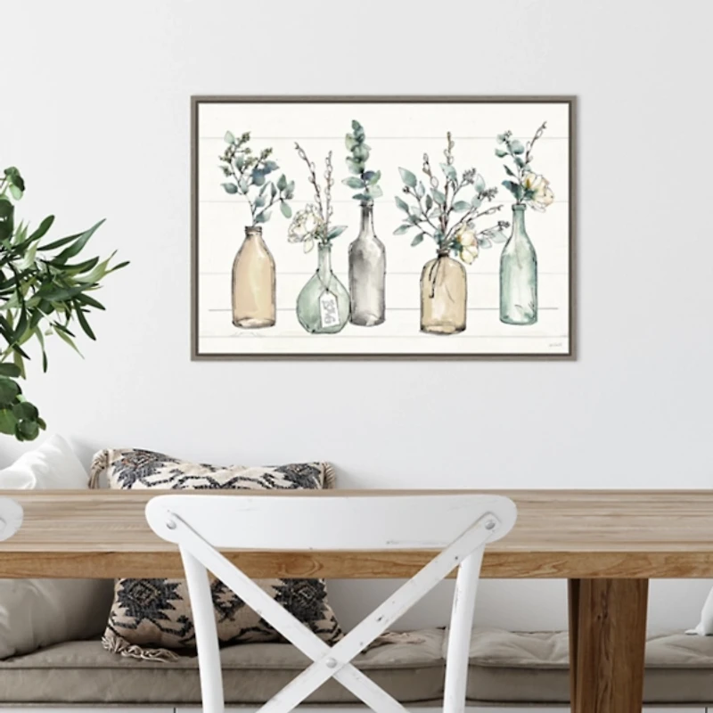 Modern Farmhouse Floral Framed Canvas Art Print