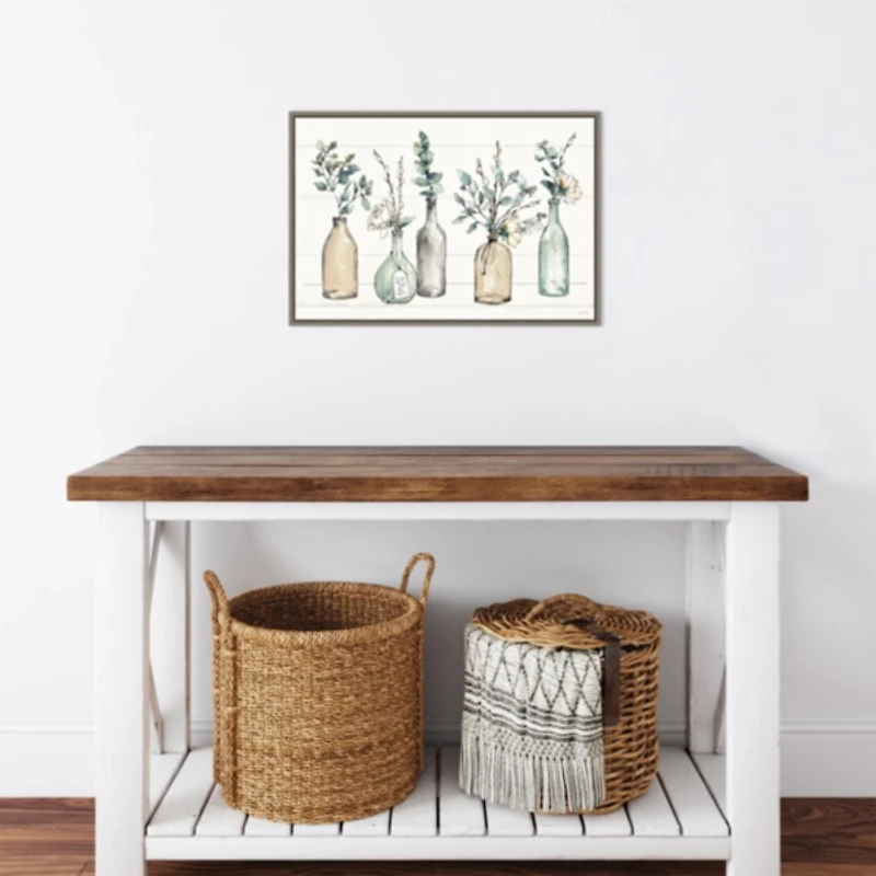 Modern Farmhouse Floral Framed Canvas Art Print